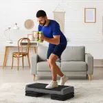Aerobic Stepper Stegbräda Höjdjusterbar Grå av Plast för Hemmagym och Fitness Halkfri Träningsbräda 10,5-20,5 cm