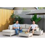 Loungegrupp i Konstrotting 3 Delar, Modulär Utemöbel med Sidobord och Dynor, Elegant Design för Trädgård, Grå/Beige