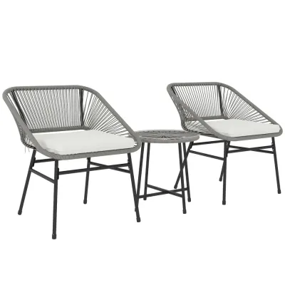 Trädgårdsmöbelset 3 Delar med Bord och 2 Stolar, Mörkgrå