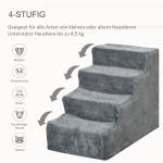 Hundtrappa 4 Steg, 35 cm Katttrappa för Säng och Soffa, Husdjurstrappa för Hundar och Katter upp till 5 kg, Plysch, Ljusgrå