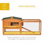 Smådjurshus i Granträ med Tak, Rymlig Kaninbur med Ramp och Utegård, Väderbeständigt Hem för Utomhusbruk, Orange, 156 x 58 x 68 cm
