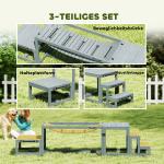 Agilityhinder Hund 3 Delar Grå Granträ för Hundträning Agilityset med Balansbro Plattform och Trappa Robust 117x50x56 cm