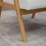Fåtölj Enkelstol Kräm av Tyg med Sammetslook och Trä för Vardagsrum Scandi Design Klädd Stol med Armstöd Bekväm Sittplats 68 x 74 x 82 cm