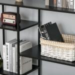 Bokhylla i Metall med 5 Hyllplan, Stilren Förvaringshylla för Kök och Vardagsrum, Robust Konstruktion, Svart, 120 x 35 x 87,5 cm