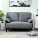 Soffa 2-sits med Sammetsklädsel Svart Tyg och Trä för Vardagsrum och Lounge Kompakt Soffa med Tjock Stoppning Bekväm och Modern Inredning Mjuk Sits