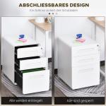Rullcontainer Arkivskåp Kontorscontainer 3 Lådor Stål Vit 39 X 48 X 59 Cm