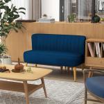 Soffa Loveseat 2-Sits Himmelsblå av Tyg med Linnelook och Trä för Vardagsrum Dubbelsoffa med Träben Lastkapacitet upp till 150 kg 117 x 56,5 x 77 cm