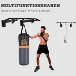 Pull-Up Bar Väggmonterad med Öglor för Boxningssäck Robust Stålkonstruktion Svart 93,5 X 65 X 17 Cm