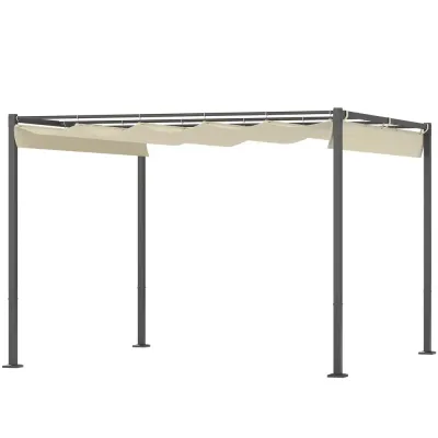 Pergola Trädgårdspaviljong med Tak Beige av Metall 3 x 3 m