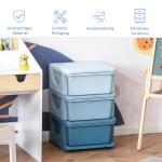 Leksaksförvaring med 3 Lådor, Praktisk Byrå för Barnrummet i PP-Plast, Färgglatt Lådskåp för Ordning och Reda, Blå, 37 x 37 x 56,5 cm