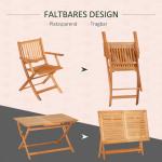 Hopfällbar Trädgårdsgrupp i Poppelträ, Klassisk Matgrupp för 4 Personer, Naturlig Design för Uteplatsen, Natur