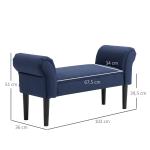 Sängbänk Hallbänk Blå av Segeltyg och Trä för Sovrum och Hall Stoppad Sittbänk Lastkapacitet 130 kg 102 x 36 x 51 cm