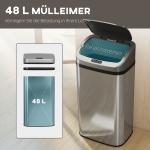 Sensor Papperskorg för Kök eller Kontor med Automatisk Stängning i Rostfritt Stål, Silver 48 L