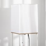 Golvlampa med Hyllor, Takstrålkastare, Metallram, Tygskärm, Vit/Brun, 26 x 26 x 159 cm