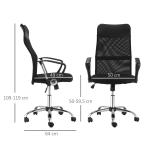 Kontorsstol Nät Höj- och Sänkbar Skrivbordsstol Ergonomisk Spelstol Snurrstol med Vippfunktion Svart