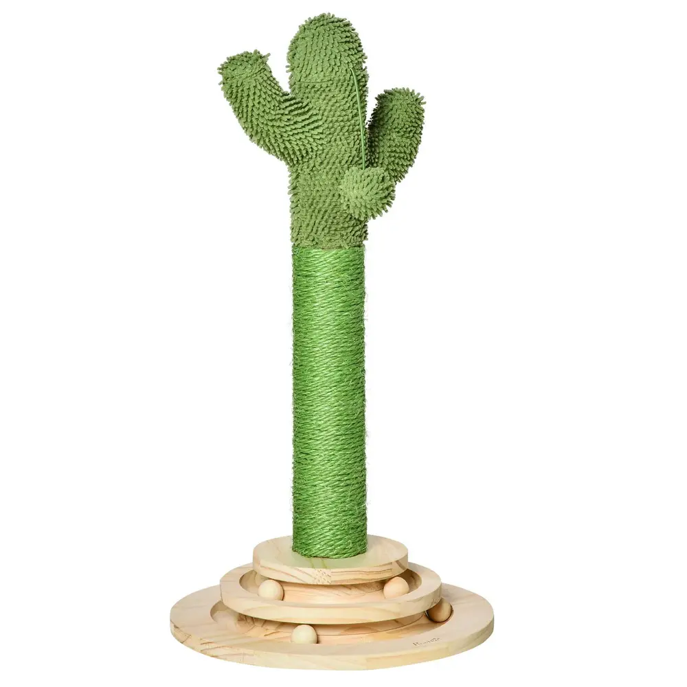 Kaktusformat Klösträd med Lekboll Rolig Klösmöbel i 60 Cm