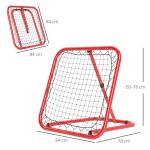 Fotbollsmål Rebounder Röd av Metall och Nät för Fotbollsträning Hopfällbar Kickback Vägg Justerbar 63 x 63 cm