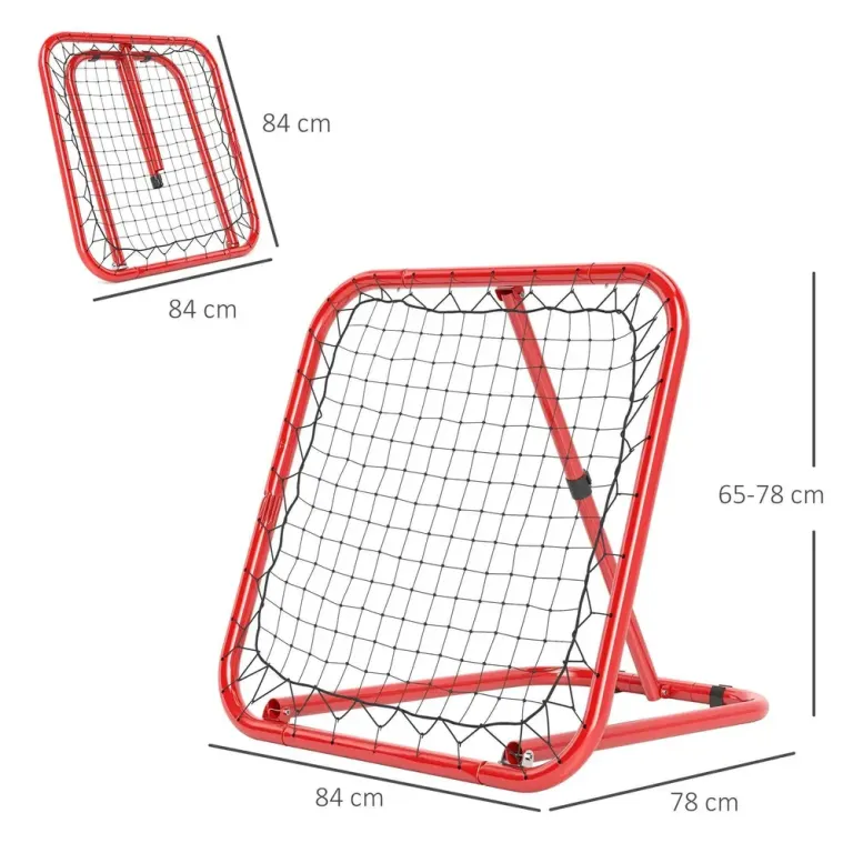 Fotbollsmål Rebounder Röd av Metall och Nät 63 x 63 cm