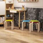 Set med 4 Staplingspallar med Fotkuddar i Filt, Björkplywood och Lackad Finish