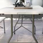 Campingbord Fällbart Bord Vit av HDPE och Stål för Trädgård och Balkong Buffébord för 6 Personer Robust och Bärbar 180 x 75 x 73 cm