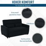 Bäddsoffa Hopfällbar 2-Sits med Sovfunktion Justerbar Vinkel Tygsoffa för Vardagsrum Svart 148 X 82 X 89 Cm