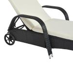 Trädgårdssäng Mobil Solstol med Kuddar Polyrattan och Metall Perfekt Avkoppling i Trädgården Svart 200 X 73 X 30-103 Cm