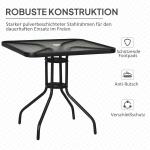 Trädgårdsbord Balkongbord Fyrkantigt Svart av Metall för Trädgård och Terrass Väderbeständigt Bord med Paraplyhål 76 x 76 cm