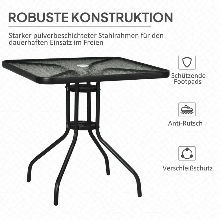 Trädgårdsbord Fyrkantigt Svart 76 x 76 cm