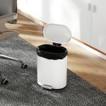 Pedalhink med Mjukstängande Lock Vit Metall för Badrum och Kök Praktisk Soptunna med Urtagbar Innerhink Hygienisk Avfallshantering Stilren 12 l