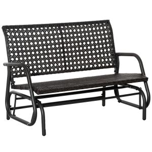 Gungbänk i Konstrotting 2 Personer, Bekväm Trädgårdssoffa med Gungmekanism, Väderbeständig Loveseat för Uteplatsen, Grå, 70 x 120 x 84 cm