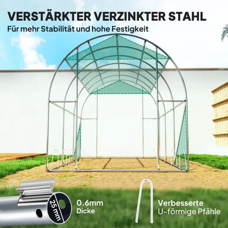 Växthus Filmtunnel 6 Fönster Grön av PE 3 x 2 x 2 m