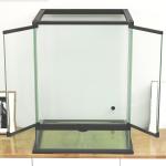 Terrarium Reptilbox Svart av Metall och Glas för Reptiler 120 l Box med Ventilationsöppning och Lås 45 x 45 x 60 cm