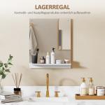 Badrumsspegel med Hylla Vit Glas och MDF för Badrum och Hall Väggspegel med Förvaringshylla Modern Design och Praktisk Avlastning 50 x 60 cm