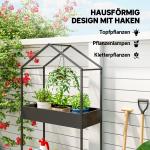 Blomställer Husform Svart Metall för Trädgård och Balkong med 2 Hyllor och Krokar Dekorativ 150 cm