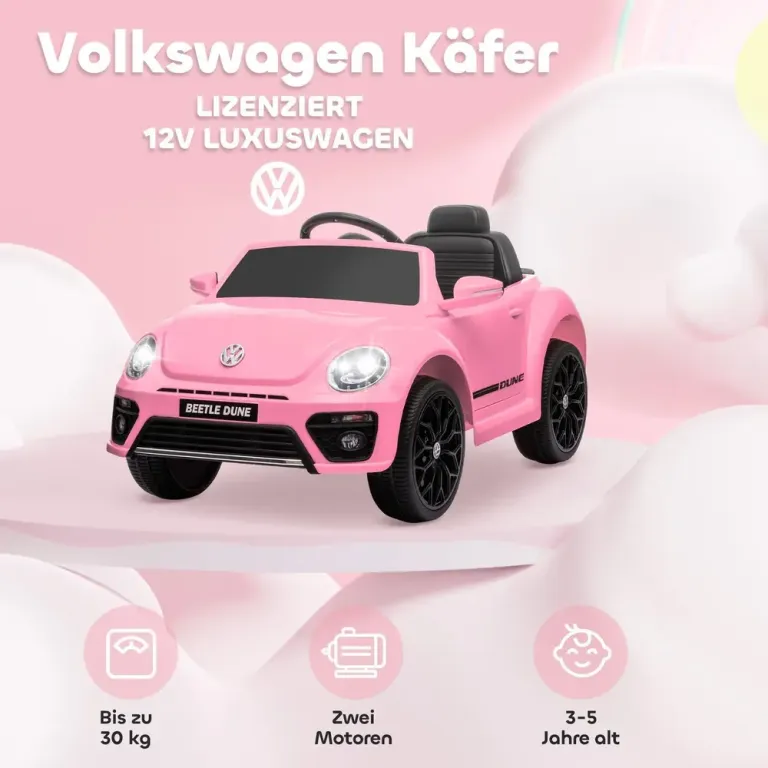 Barnelbil Elbil Rosa av Plast för Barn 3-5 År 12 v Fordon