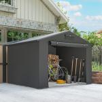 Tältgarage Rymlig Vattentät Mörkgrå PE för Motorcykel och Verktyg Upprullningsbar Dörr Ventilationsfönster 250x180 cm