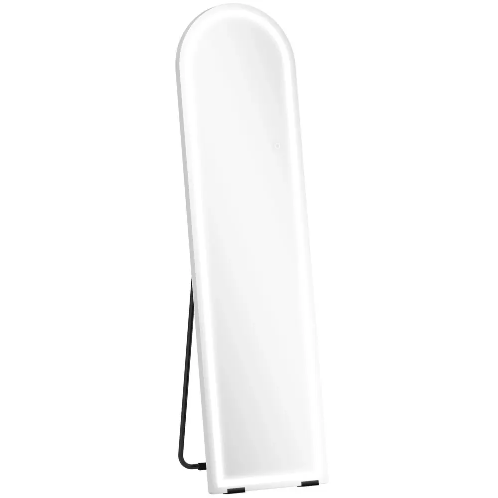 Helkroppsspegel LED Vit Glas Bågformad Golvspegel 150x40 Cm