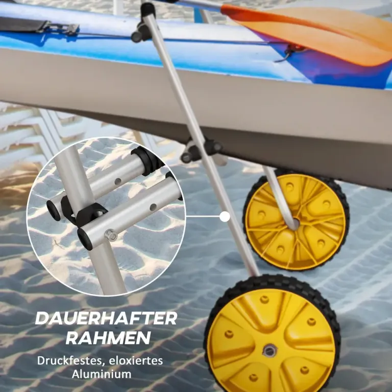 Kajakvagn i Aluminium Transportkärra, Silver och Gul