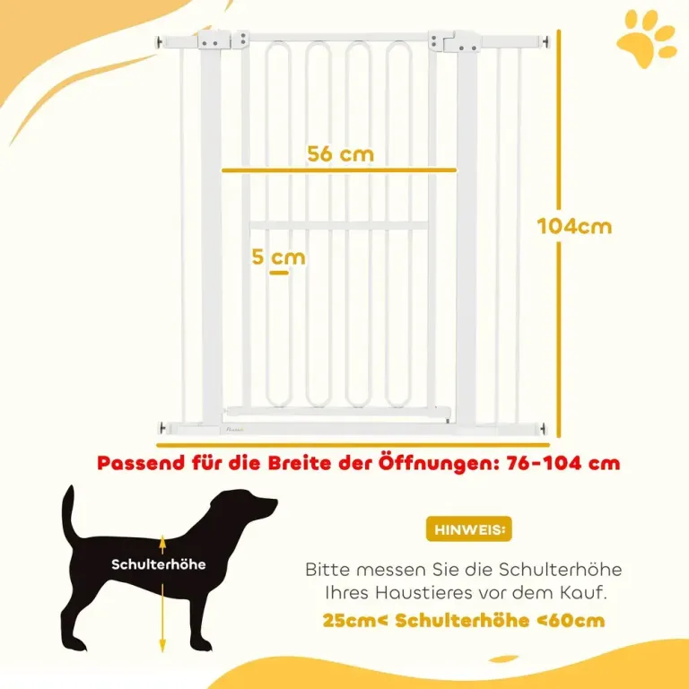 Säkerhetsgrind Trappgrind Spärr utan Borrning Vit 76-104 cm