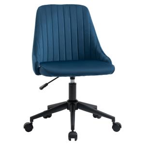 Ergonomisk Kontorsstol i Blått Tyg, Justerbar Snurrstol för Vardagsrum och Kontor, Bekväm Arbetsstol i Modern Design, Blå