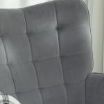 Gungstol Relaxstol Mörkgrå av Sammetslook och Trä för Sovrum Bekväm Fåtölj med Armstöd