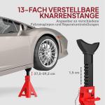 Jackstativ 6 Tons Lastkapacitet, 2 Stödstativ med 2 Säkerhetsnålar, Höjdjusterbar, Röd