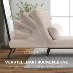 Sovstol Bäddfåtölj Beige av Linnelook och Metall för Vardagsrum Hopfällbar Säng med Ryggdyna 150 kg