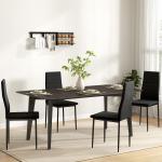 Set med 4 Matstolar, Armlös Design med Tygklädsel och Metallben, Svart