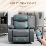 TV-Fåtölj Massagestol Grå av Läderimitation för Vardagsrum Elektrisk med 8 Vibrationshuvuden och Vippfunktion 93 x 90 x 101 cm