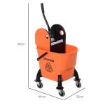 Städvagn Moppvagn med Vridare Orange av Plast för Hushåll och Städning Mobil Hinktorkvagn 26 l
