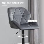 Barstolar 2-pack Prisvärd Grå Sammet för Kök och Bar med Justerbar Höjd och Ryggstöd Ergonomisk Design i Metall 360 Graders Rotation
