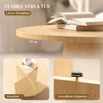 Soffbord Runt Natur Bambu för Vardagsrum Modernt Vardagsrumsbord med Kryssfot Stabil Konstruktion