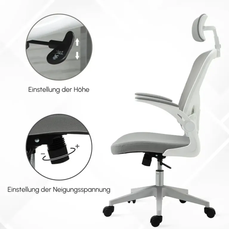 Ergonomisk Kontorsstol med Nackstöd 65 x 64 x 114-122 cm