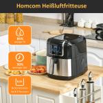 Varmluftsfritös med 8 Program, Stor Airfryer för Hälsosam Matlagning, LED-Display och Non-Stick Korg, Svart, 36,5 x 29 x 33,8 cm, 6,5 l